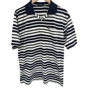 Hugo Boss Lifestyle Striped Polo Shirt Mens Large Navy White Short Sleeve
